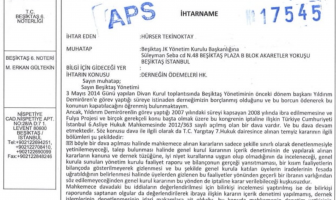 Beşiktaş'ta başkan Fikret Orman'ın, Yıldırım Demirören'e olan borcun ödeneceğini açıklamasının yankıları sürerken Fulya davasını açan isimlerden kongre üyesi Hürser Tekinoktay yönetime ihtar çekerek bu paranın ödenmesi halinde mevcut yönetimin de zarardan sorumlu olacağını bildirdi