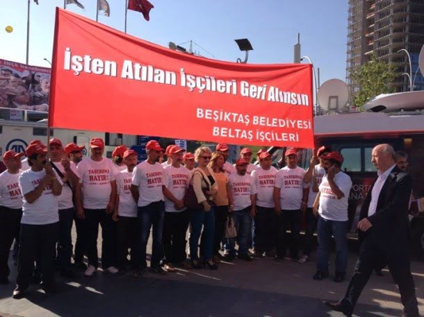 beltaş işçileri chp kurultayını protesto etti beşiktaş ilçesi murat hazinedar taşeron işten atılma grev direniş 2