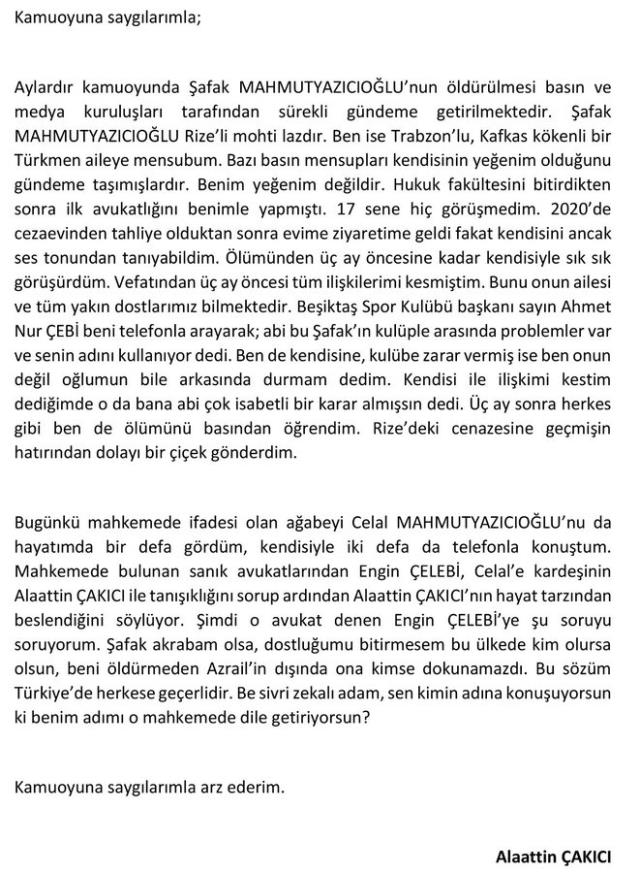 alaattin cakici ahmet nur cebi aciklamasi