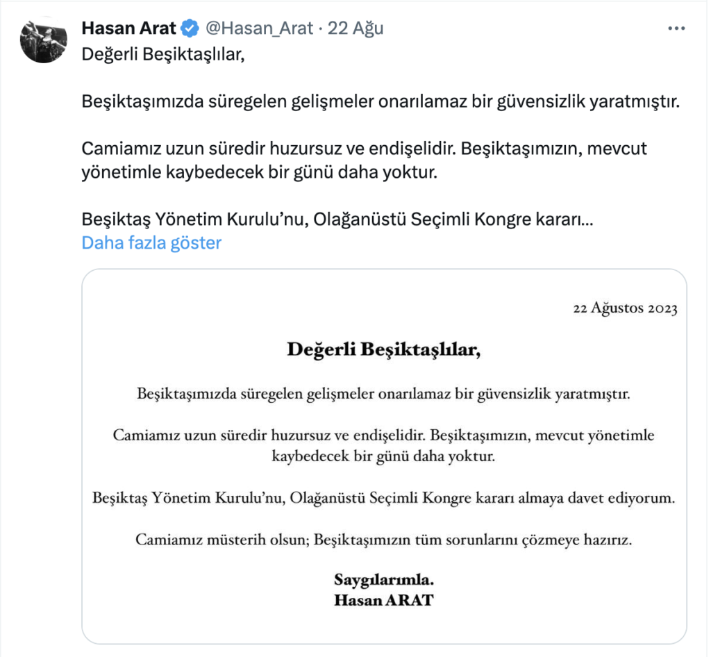 Ahmet Nur Çebi Hasan Arat Beşiktaş Seçimleri