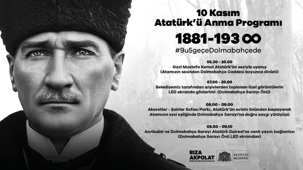 Beşiktaş'ta 10 Kasım Atatürk’ü Anma Programı belli oldu