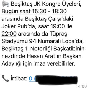 Beşiktaş JK Genel Kurul Üyeleri, Hasan Arat için 94 Numaralı Loca’da imza veriyor.