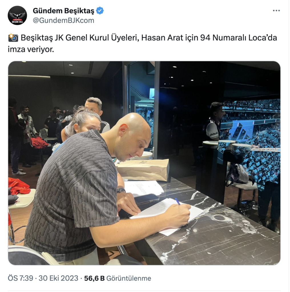 Bu arada Beşiktaş Gaziantepspor maçında Hasan Arat'a imza kampanyası çağrısı yapıldığı öğrenildi.