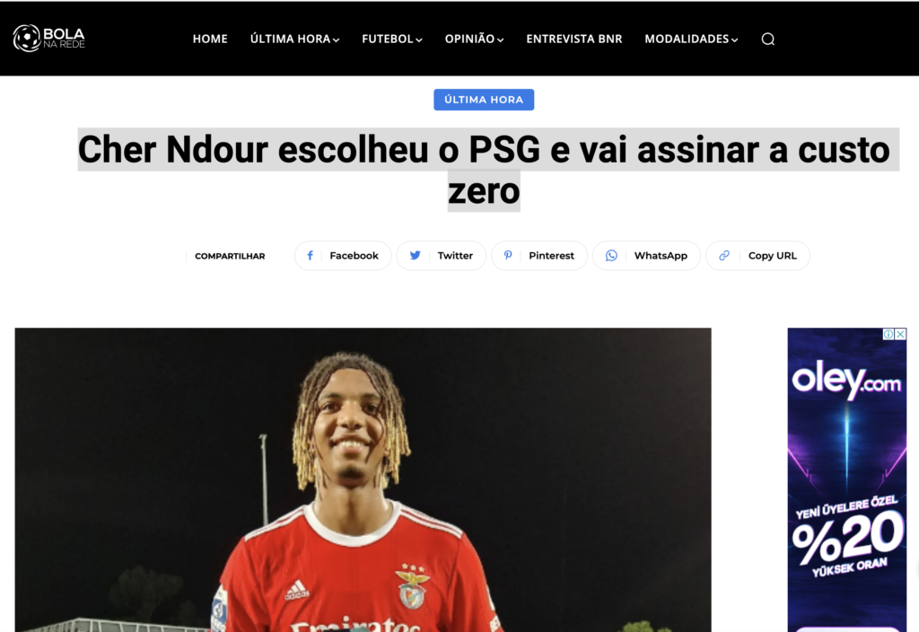 12 milyon euro bonservis bedeli ile Al Musrati'yi Beşiktaş'a veren Braga kulübü Beşiktaş'ın uzun süreden beri talip olduğu Cher Ndour’u bedavaya kiralamış..