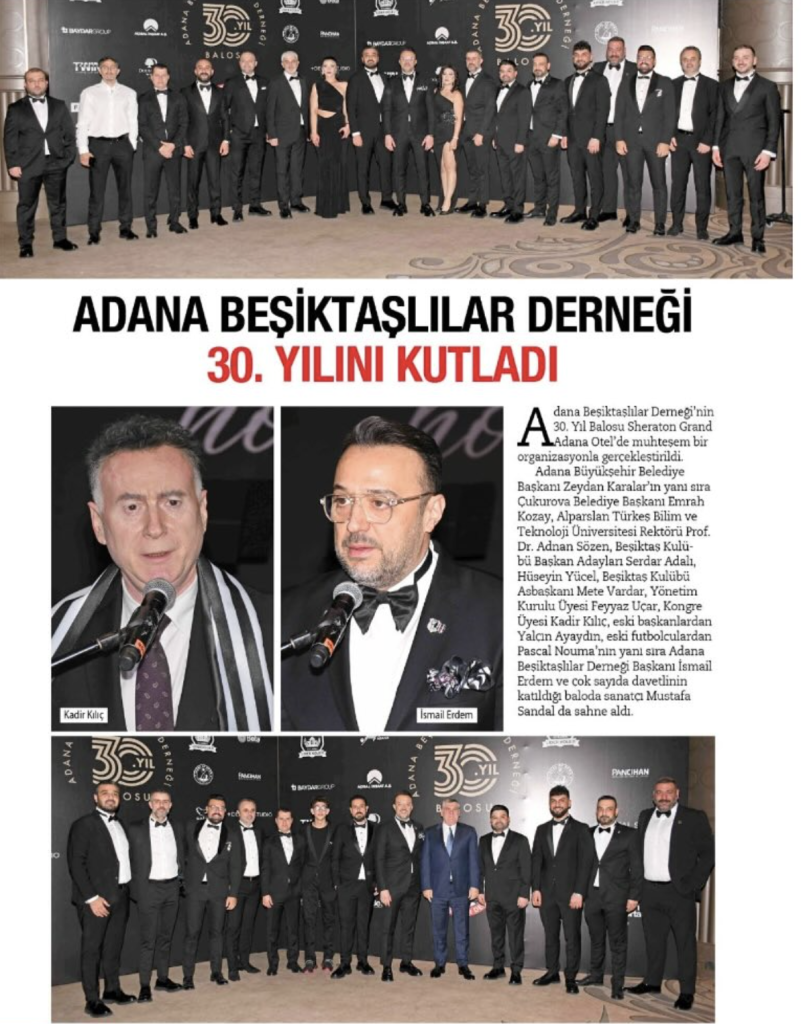 Serdal Adalı ile Hüseyin Yücel Adana’da Bir Araya Geldi: Adana Beşiktaşlılar Derneği 30. Yılını Kutladı