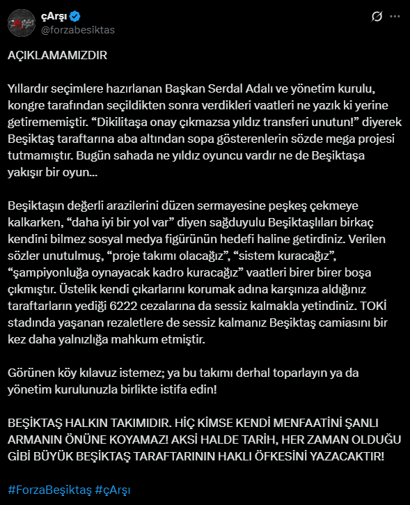 Çarşı’dan Serdal Adalı’ya ültimatom 2 carsi