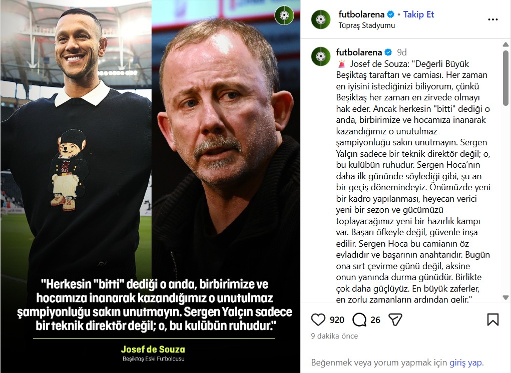 Josef de Souza’dan Sergen Yalçın’a destek 1 josef2