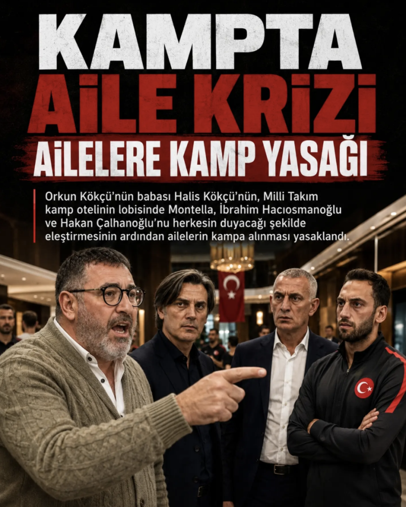 Milli Takım kampında gündem aileler üzerinden yaşanan kriz…İddialara göre Orkun Kökçü’nün babası Halis Kökçü, kamp otelinin lobisinde Vincenzo Montella, TFF Başkanı İbrahim Hacıosmanoğlu ve Hakan Çalhanoğlu’na yönelik sert eleştirilerde bulundu. Otel lobisinde herkesin duyacağı şekilde yaşandığı öne sürülen tartışmanın ardından, Milli Takım kampına oyuncu ailelerinin alınmaması yönünde karar verildiği iddia edildi.