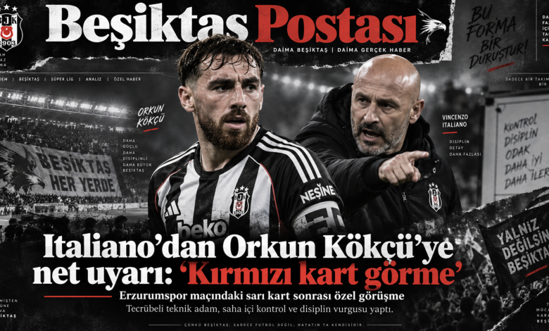 Vincenzo Italiano Orkun Kökçü’yü net uyardı: “Kırmızı kart görme” 1 Beşiktaş Teknik Direktörü Vincenzo Italiano Orkun Kökçü'yü uyardı.